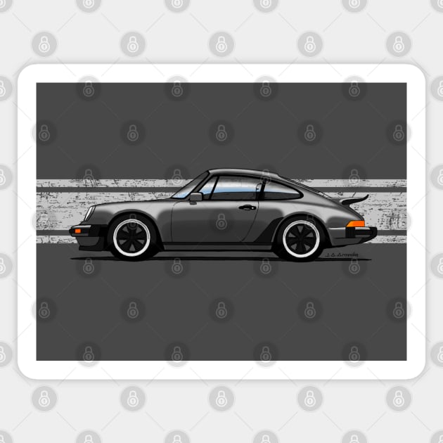 My drawing of the iconic German Turbo sports car with stripes background Sticker by jaagdesign